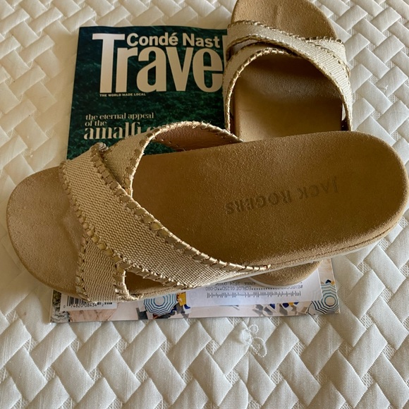 NWT Jack Rogers Lexi Criss-Cross Sandals Natural/ Platinum - Picture 2 of 15